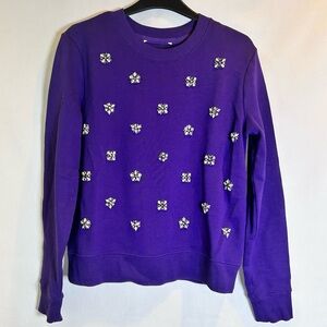 Michael Kors Purple Crystal Embellished Bling Crewneck Sweatshirt Pullover. S/M